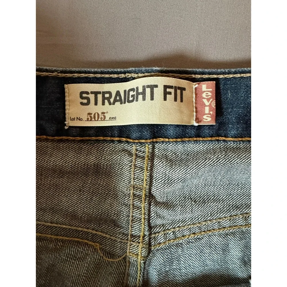 Levis 505 Mens Straight Fit Jeans Blue Denim 36x30 Medium Wash Cotton